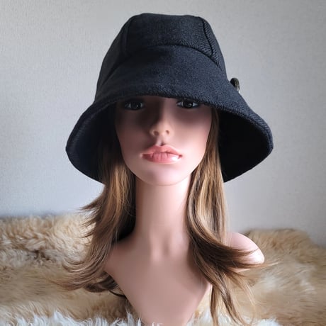 フィット hat★59.5㎝★チャコールグレー★ウールヘリンボーン