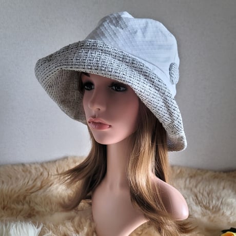 ファンシーツイード×ホワイトcotton★ひとつ持っていると～★約61.5㎝★