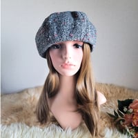 ★three. premium★イタリアツイード　ベレー帽★グレー×ピンク系ミックス