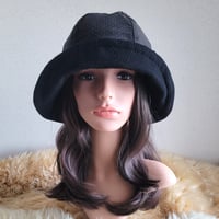 フィット hat★小さなドット柄★60㎝★ブラックカラーウール