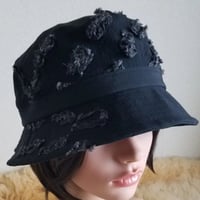 ★バケット ハット★ベルト切り替えバージョン★ユニセックス★ゆったり　大きめ帽子★ブラック モチーフ