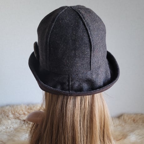 フィット hat★59.5㎝★薄手カラフルネップウール★ブラウングレンチェック