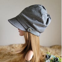 大人のグレーライン★縦ラインバージョン★約60.5㎝★しっかりcotton★渦巻くback スタイル★ツイストキャスケット