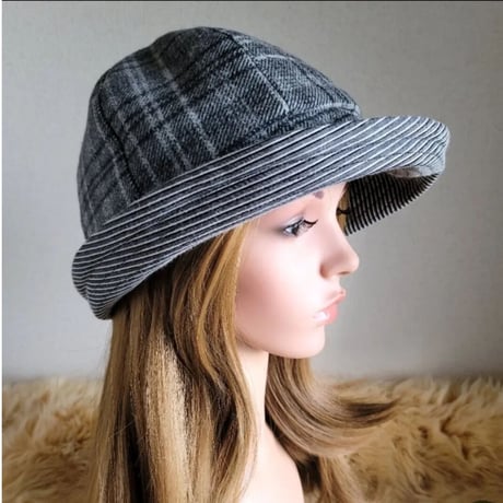フィット hat★blackグレー系チェック×リボン