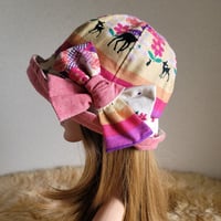フィット hat×リボン★バンビ&キノコ　ベージュ系