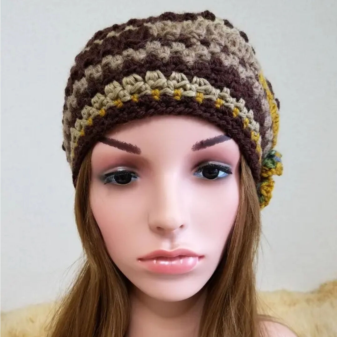 【送料込】Ameri SIDE STRAP FLOWER KNIT CAP セール】SIDE STRAP FLOWER KNIT CAP（ニットキャップ/ビーニー