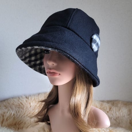 フィットhat★BLACKウール×プレミアムチェック柄