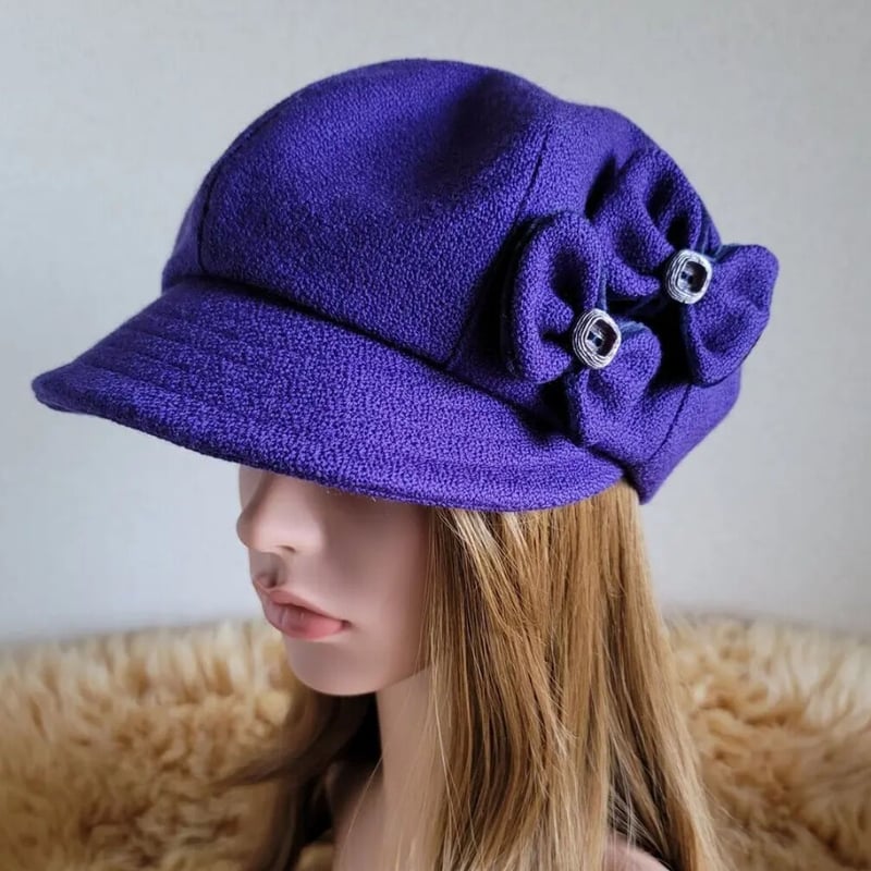 ☆ゆったり サイズ ☆バタフライ リボン キャスケット 紫 | 帽子shop