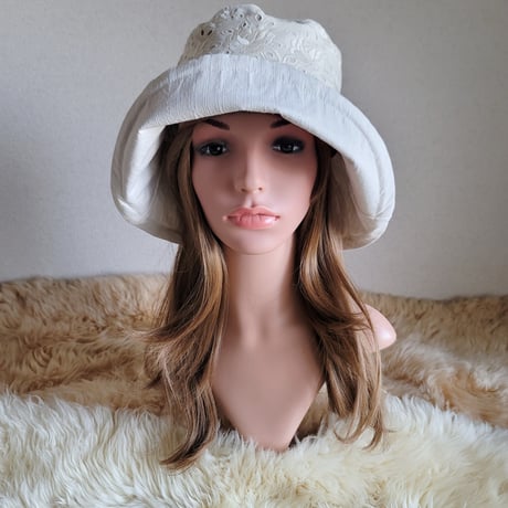 ひとつ持っていると便利なプレーン帽子★ナチュラルベージュ×ストライプCotton