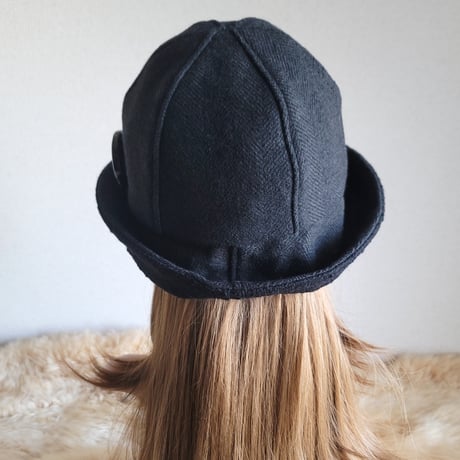 フィット hat★59.5㎝★チャコールグレー★ウールヘリンボーン