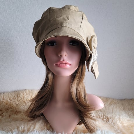cotton×イタリアリボン★みんなに 見せたい 渦巻くback スタイル★ツイストキャスケット