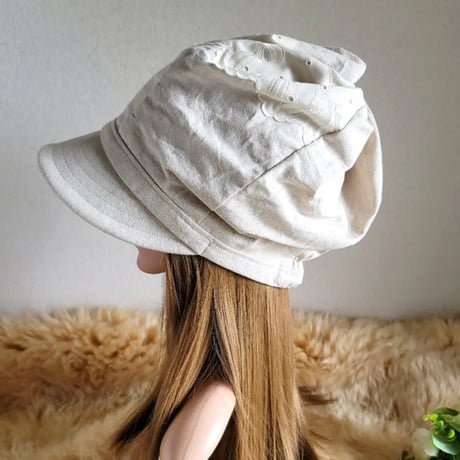 ★贅沢レース★みんなに 見せたい 渦巻くback スタイル★ツイストキャスケット★cottonリネン