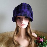 発色 綺麗★バイオレット チェック★みんなに 見せたい 渦巻くback スタイル