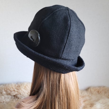 フィット hat★59.5㎝★チャコールグレー★ウールヘリンボーン
