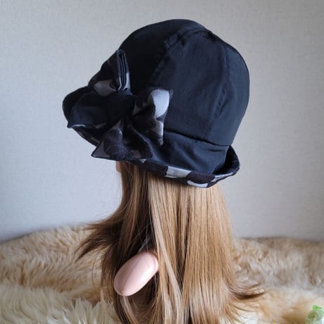 フィット hat★艶リボン  BLACKカラー　約59.5㎝