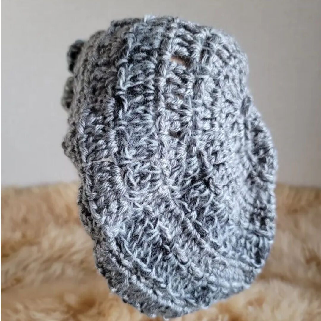 No.113* お花付きニット帽子☆グレー系ミックス | 帽子shop three*