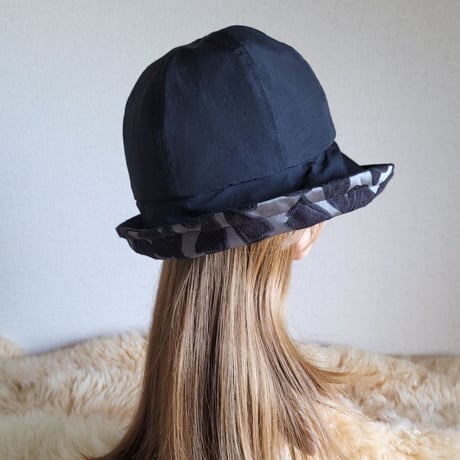 フィット hat★艶リボン  BLACKカラー　約59.5㎝