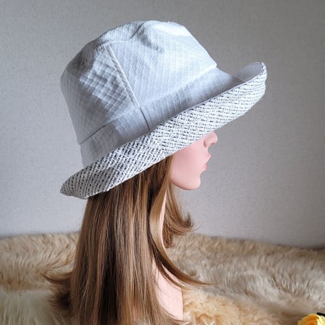 ファンシーツイード×ホワイトcotton★ひとつ持っていると～★約61.5㎝★