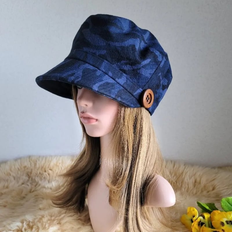 ネイビーブルー迷彩☆59.5約㎝☆ゆったりマリンキャスケット | 帽子