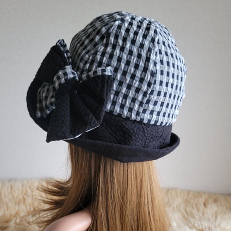 1点のみ★約59.5㎝★フィット hatリボン★モノトーンチェック