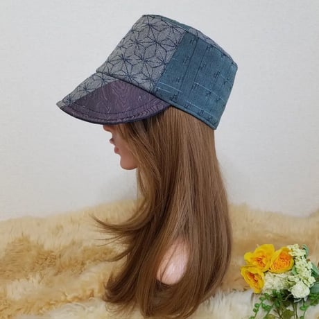 ★着物地 組み合わせhat★つば広 コンパクト 帽子