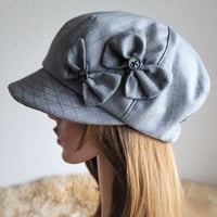 大人のグレーライン★cotton★約60㎝★バタフライキャスケット