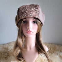 厚手ウール×フェイクスエード★ブラウン系6枚パーツベレー帽