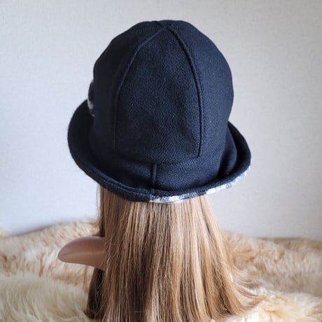 フィットhat★BLACKウール×プレミアムチェック柄