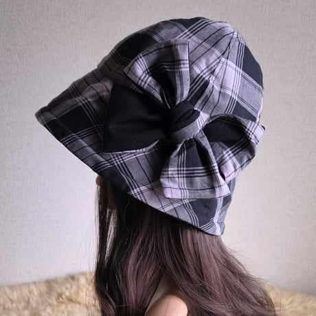 薄手★フィット hat★60cm★薄紫ピンク系BLACKカラー