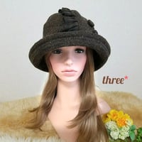 ★ラスト1点★丸いラインが 頭にフィットhat★フリル くるみボタン