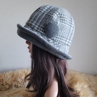 three. premium★59.5㎝★フィット hat★ふわっと優しい★グレーチェック