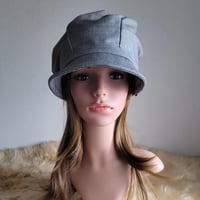 大人のグレーライン★横ラインバージョン★約60.5㎝★しっかりcotton★渦巻くback スタイル★ツイストキャスケット