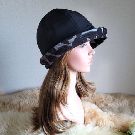 フィット hat★艶リボン  BLACKカラー　約59.5㎝