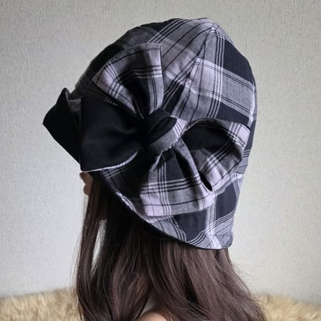 薄手★フィット hat★60cm★薄紫ピンク系BLACKカラー
