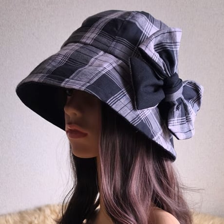 薄手★フィット hat★60cm★薄紫ピンク系BLACKカラー