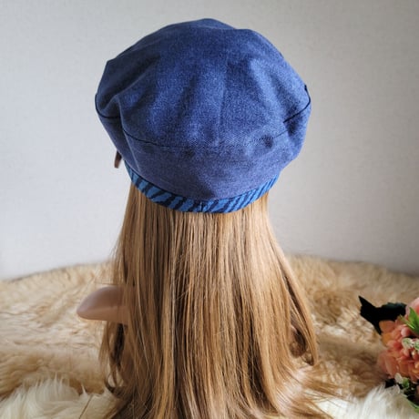 ライトデニム×アニマルデニム★コンビ　マリンキャスケット★約59.5㎝
