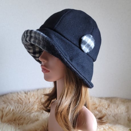 フィットhat★BLACKウール×プレミアムチェック柄