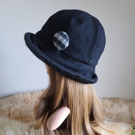 フィットhat★BLACKウール×プレミアムチェック柄