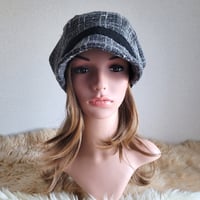 起毛cottonグレー×BLACKウール★約60㎝★ツイストキャスケット