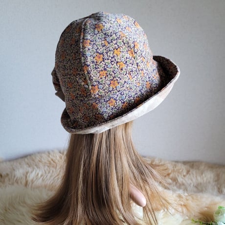 フィット hat★リボン  コーディロイFlower×ブロックチェック