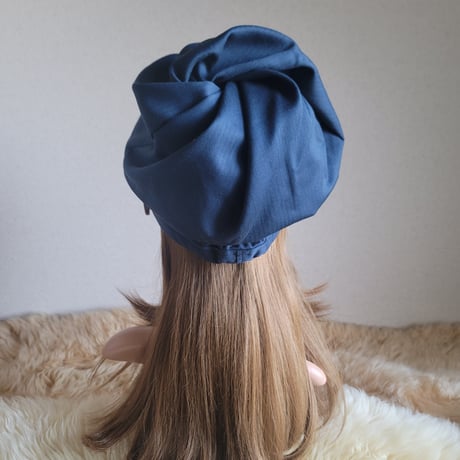 ★しっかり cottonヘリンボーンネイビー★みんなに 見せたい 渦巻くback スタイル★ゆったり★ ネイビーwood