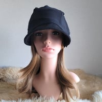 薄手ニット生地★約60㎝★ブラック★ツイストキャスケット