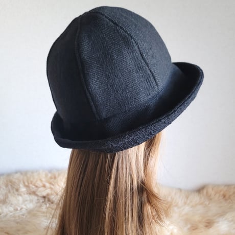 フィット hat★59.5㎝★チャコールグレー★ウールヘリンボーン