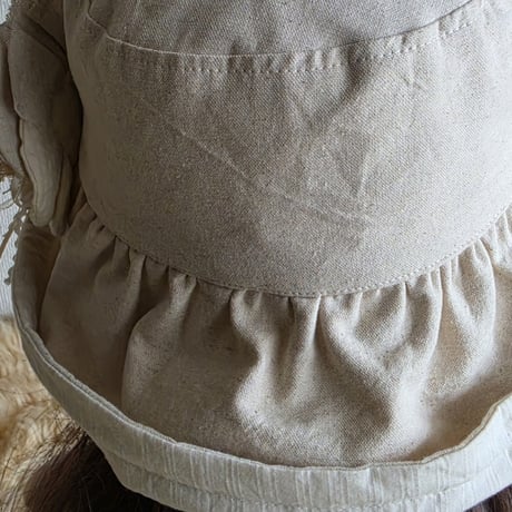 ナチュラルcottonリネン★約62㎝★日差しに負けない★ギャザーフリル 帽子