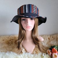 メキシカンファブリック★61.5㎝★味わいブラウンデニム★自分らしくアレンジ hat
