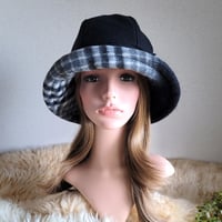 フィットhat★BLACKウール×プレミアムチェック柄