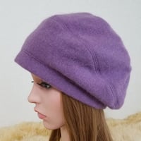 優しいパープルカラー★切り替えが立体的な アンゴラ混ウール ベレー帽