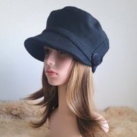厚手ウール★定番ブラック★59.5㎝★すっきりマリンキャスケット