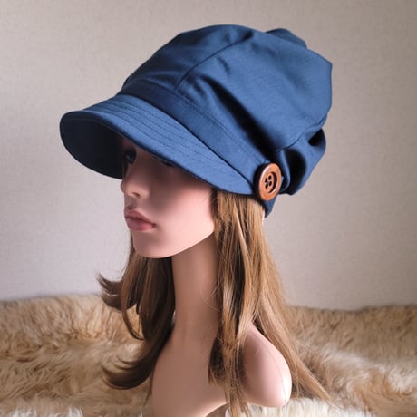 ★しっかり cottonヘリンボーンネイビー★みんなに 見せたい 渦巻くback スタイル★ゆったり★ ネイビーwood