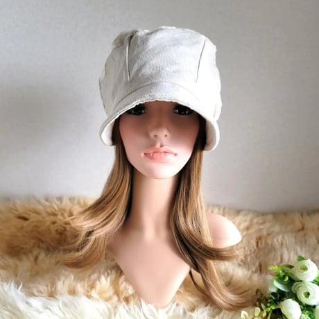 ★贅沢レース★みんなに 見せたい 渦巻くback スタイル★ツイストキャスケット★cottonリネン